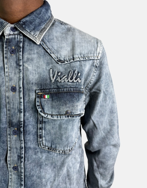 Vialli Bublioni Italia Denim Blue Shirt