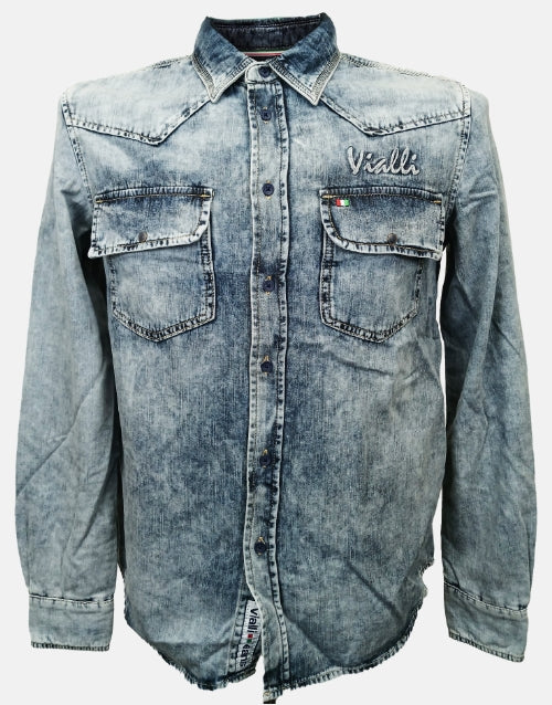 Vialli Bublioni Italia Denim Blue Shirt