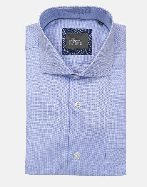 Rossini Light Blue Fine Check  LS Shirt