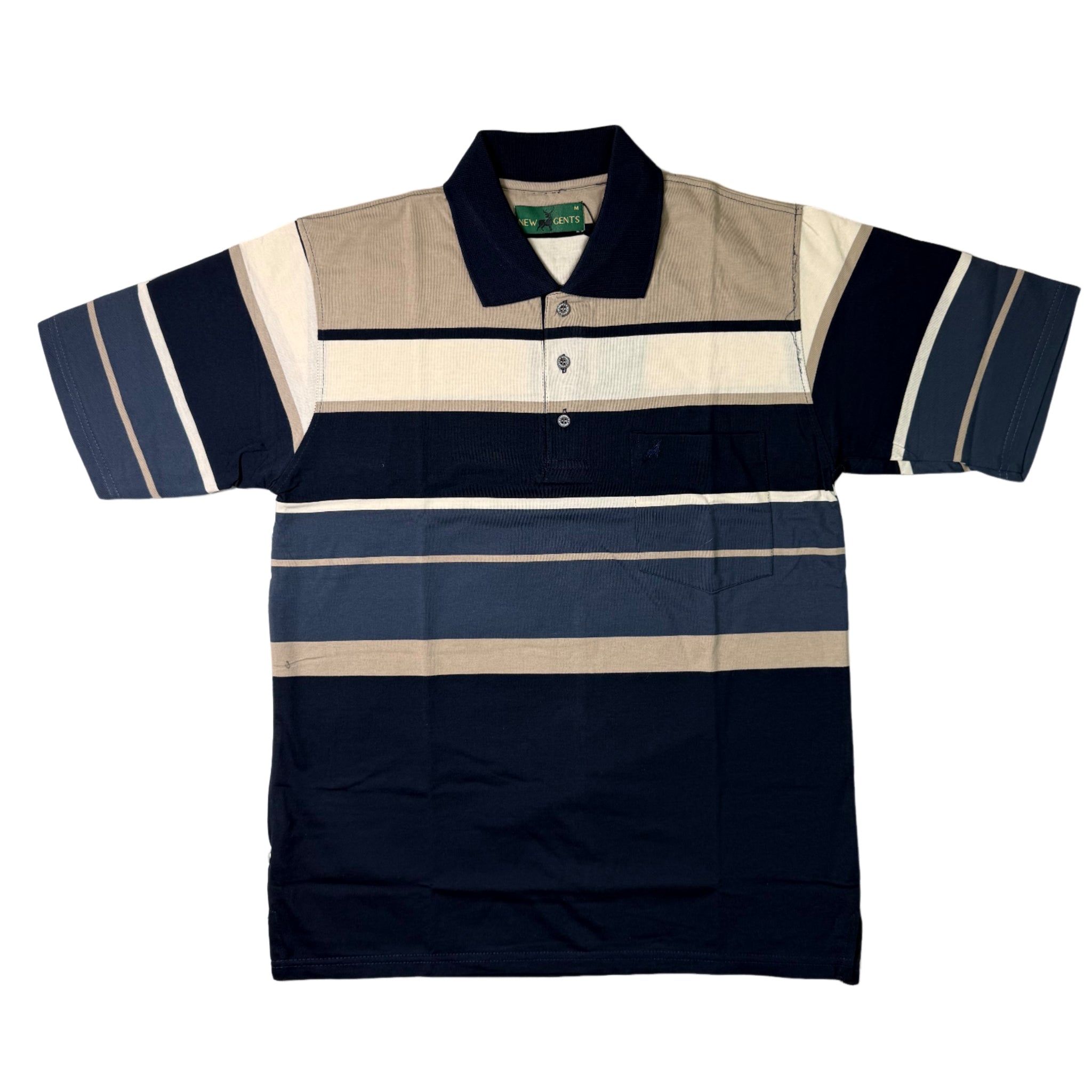 NEW GENTS Stone Multi Striped SS Golfer