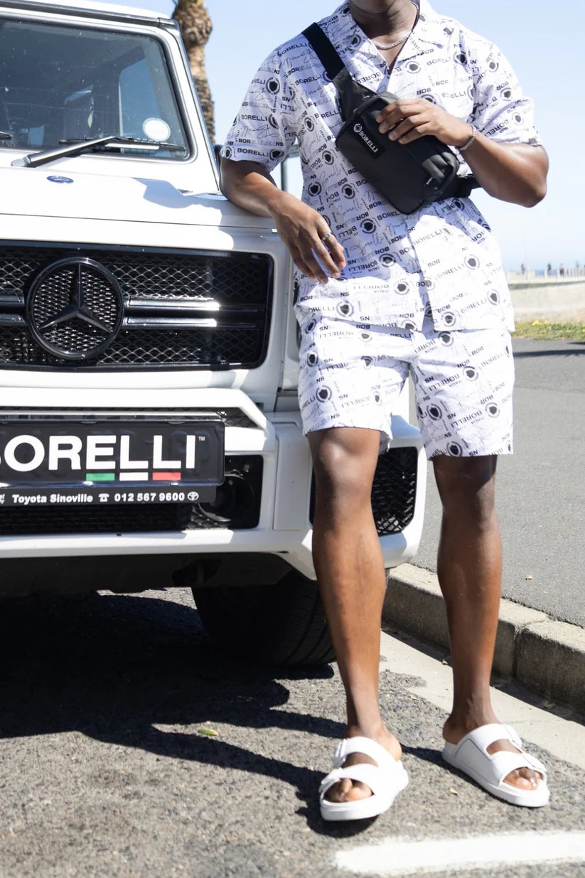 Borelli Cezaro White Allover Print Cotton Shirt