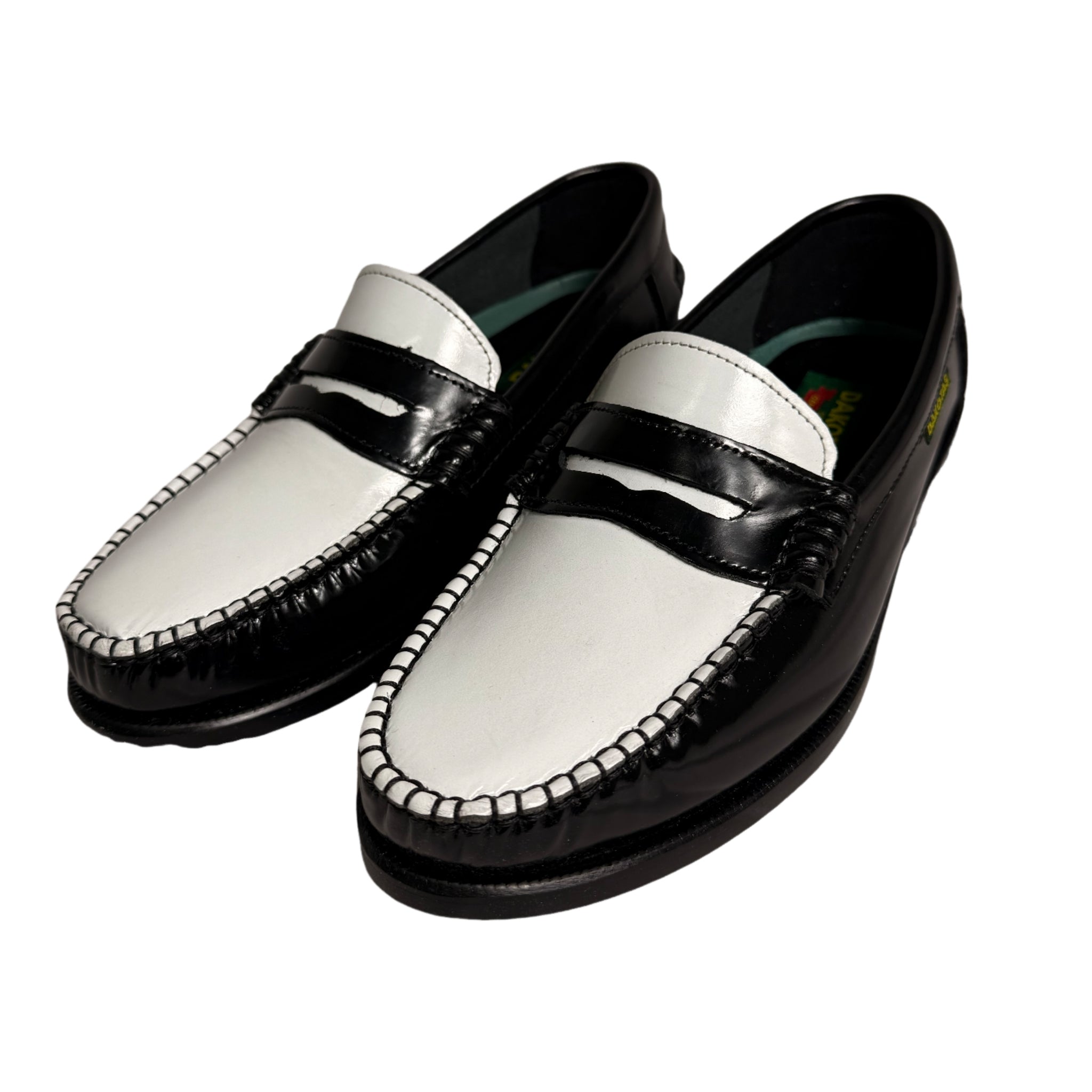 Dakota Leather Black & White Moccasin Shoe