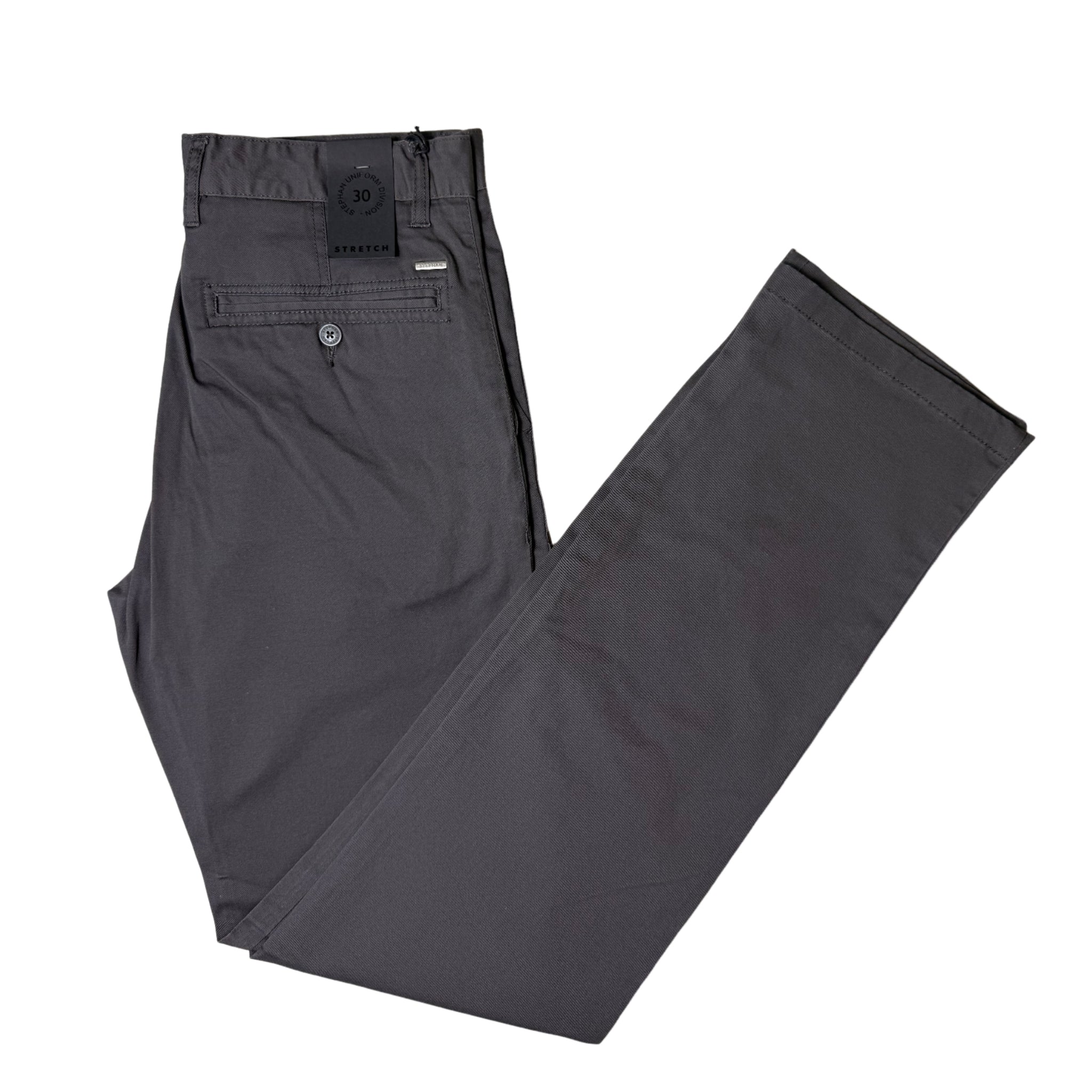 Stephan Dark Grey Stretch Chinos