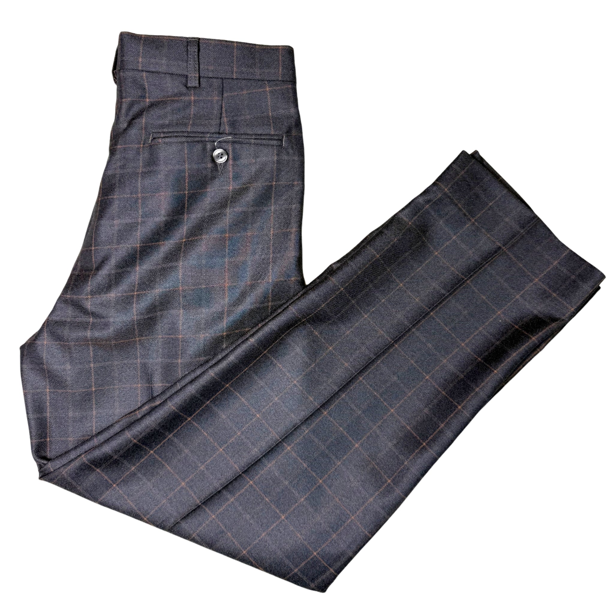 Navada Charcoal 2 Pleat Check Trouser