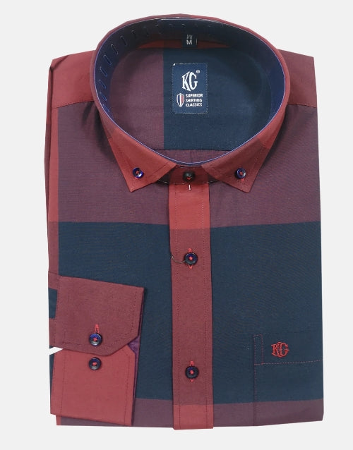 KG Burgundy  Slim Fit Check Shirt