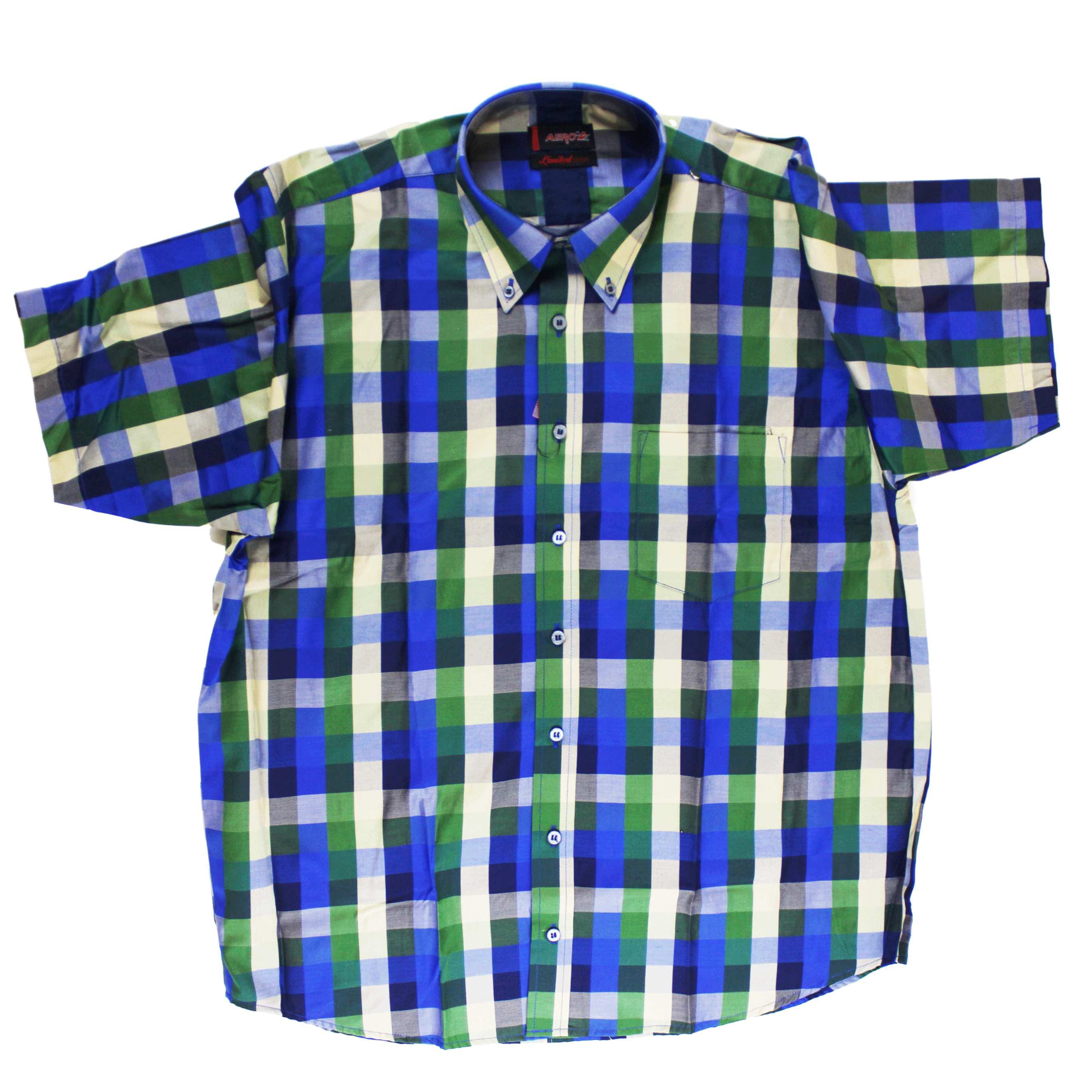 AERO Green/Beige/Blue Checkered S/S Shirt