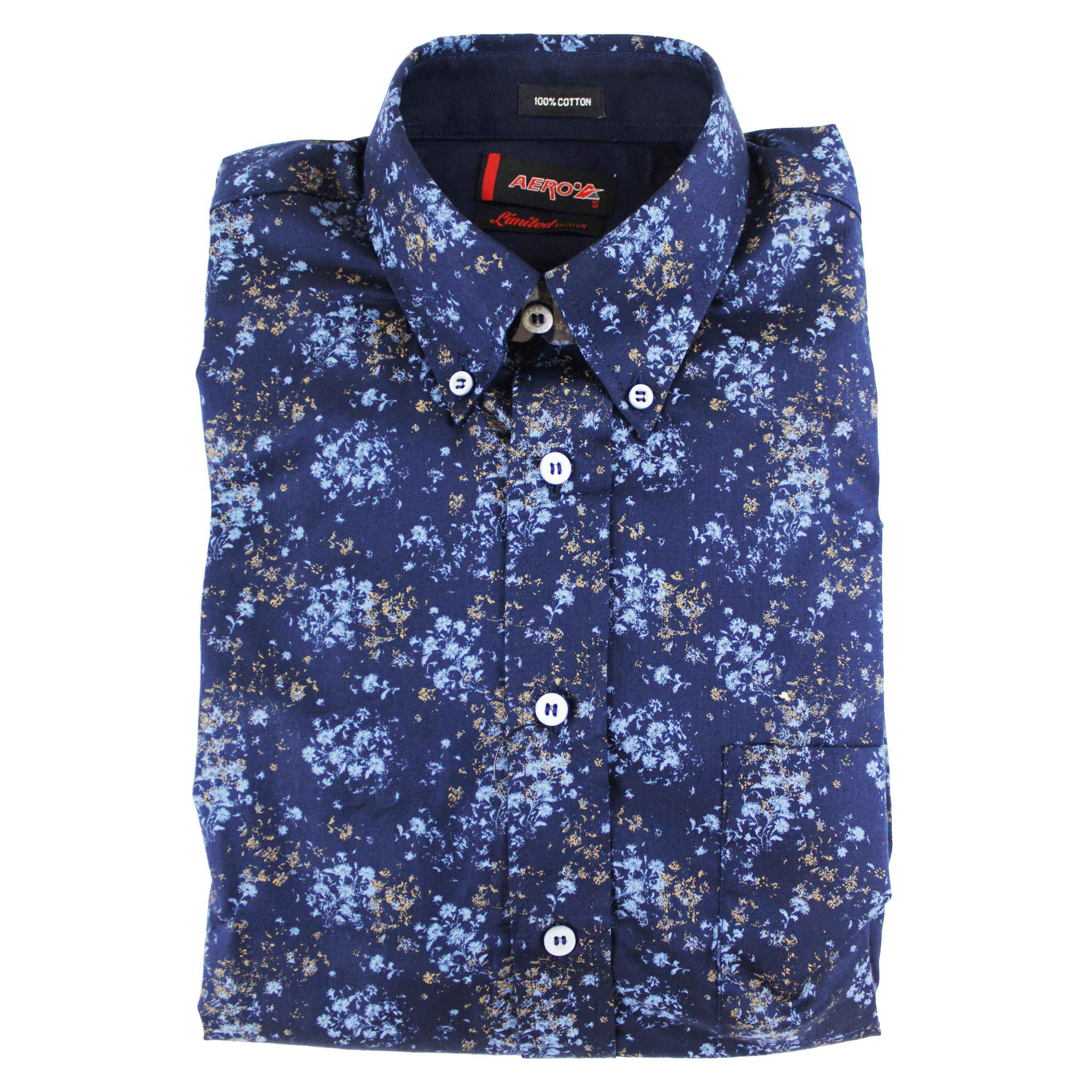 AERO Navy Patterned L/S Shirt