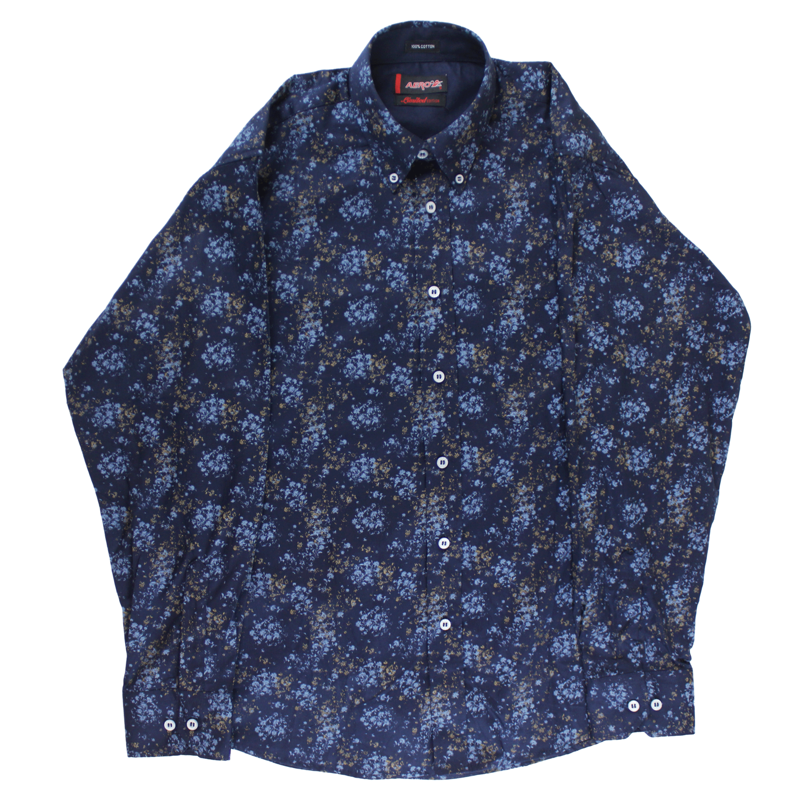 AERO Navy Patterned L/S Shirt