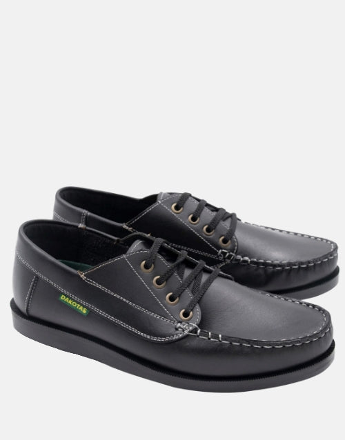 Dakotas Carson Leather Dockside Boat Shoe Black