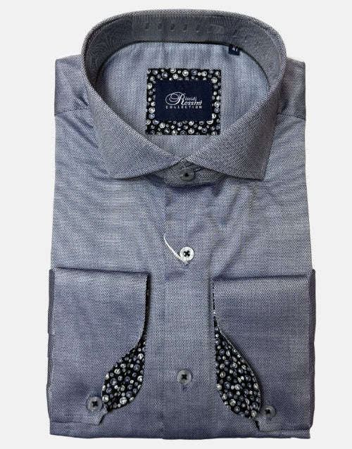 Rossini Fine Charcoal Grey Fine   LS Shirt