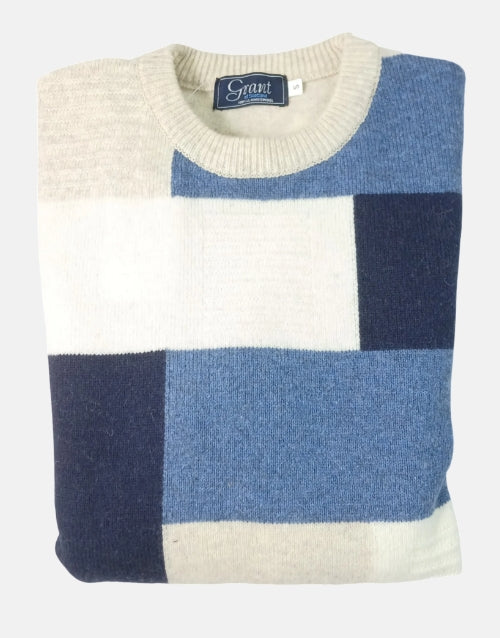 Grant of Scotland Color Block Oat Lambs Wool Knitwear