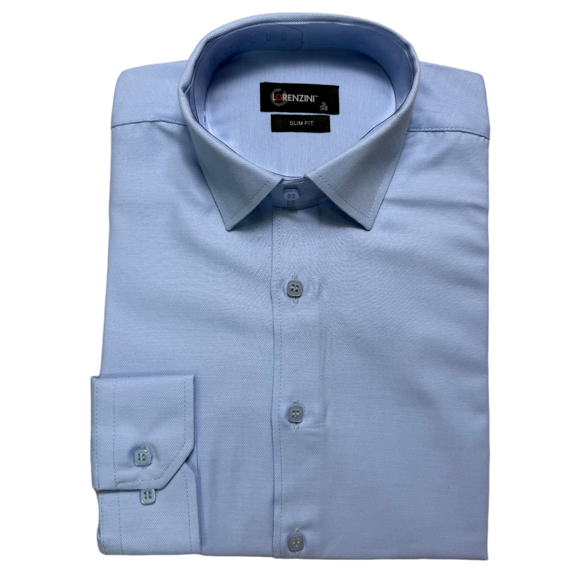 Lorenzini LS Sky Blue Fine Check Slim Fit Shirt