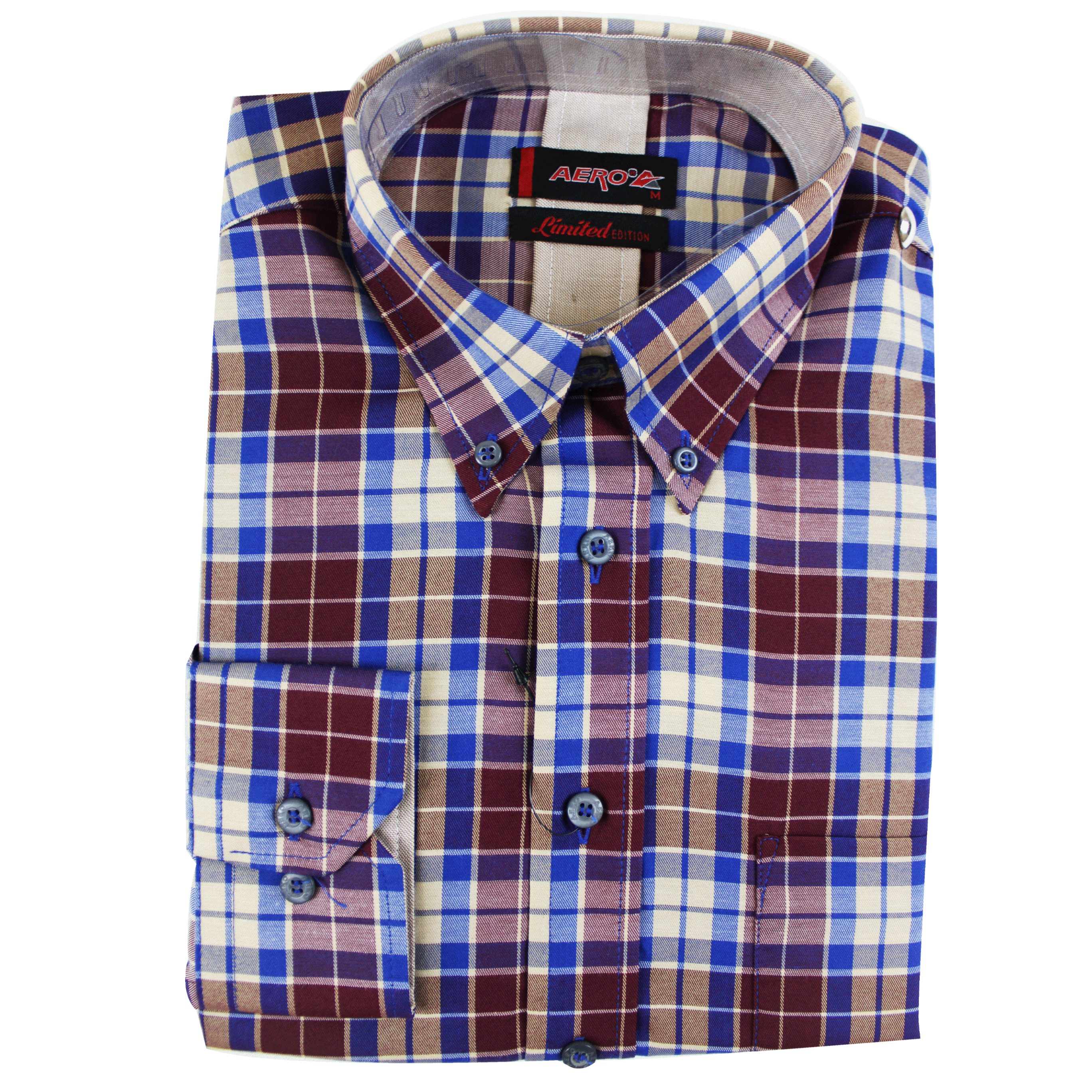 AERO LS Check Burgundy Shirt