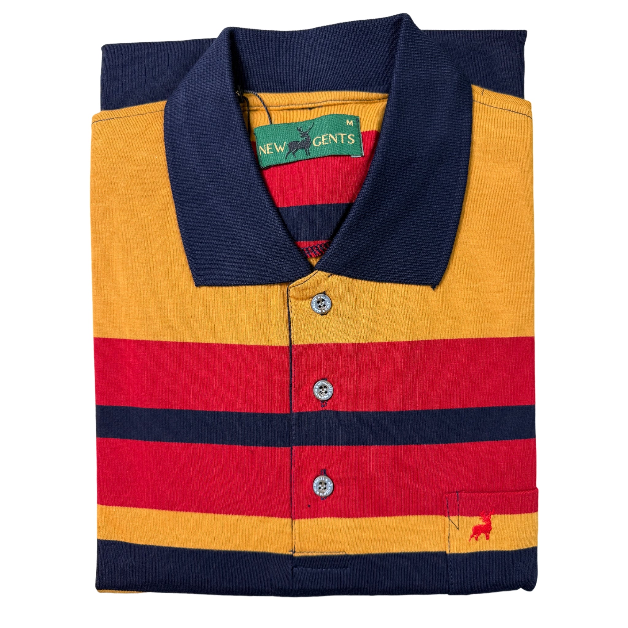 NEW GENTS Gold Multi Striped SS Golfer