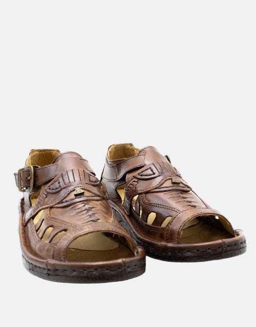 Omega Leather Earth Brown Sandal
