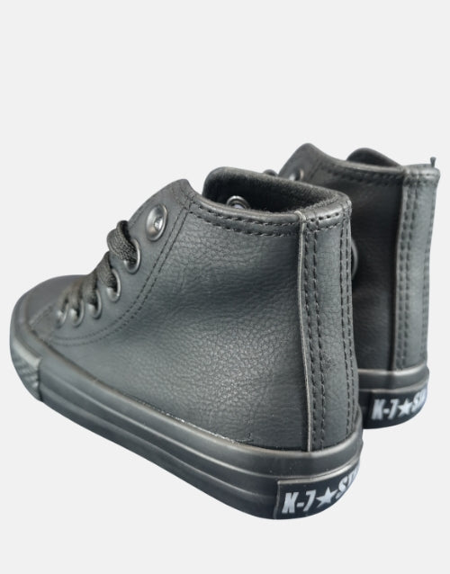 K Star 7 Hi Leather Black Mono Boys Sneaker