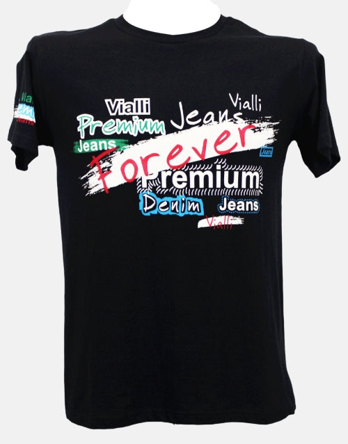 Vialli Logo Fashion Icon  LALLA Black T-Shirt