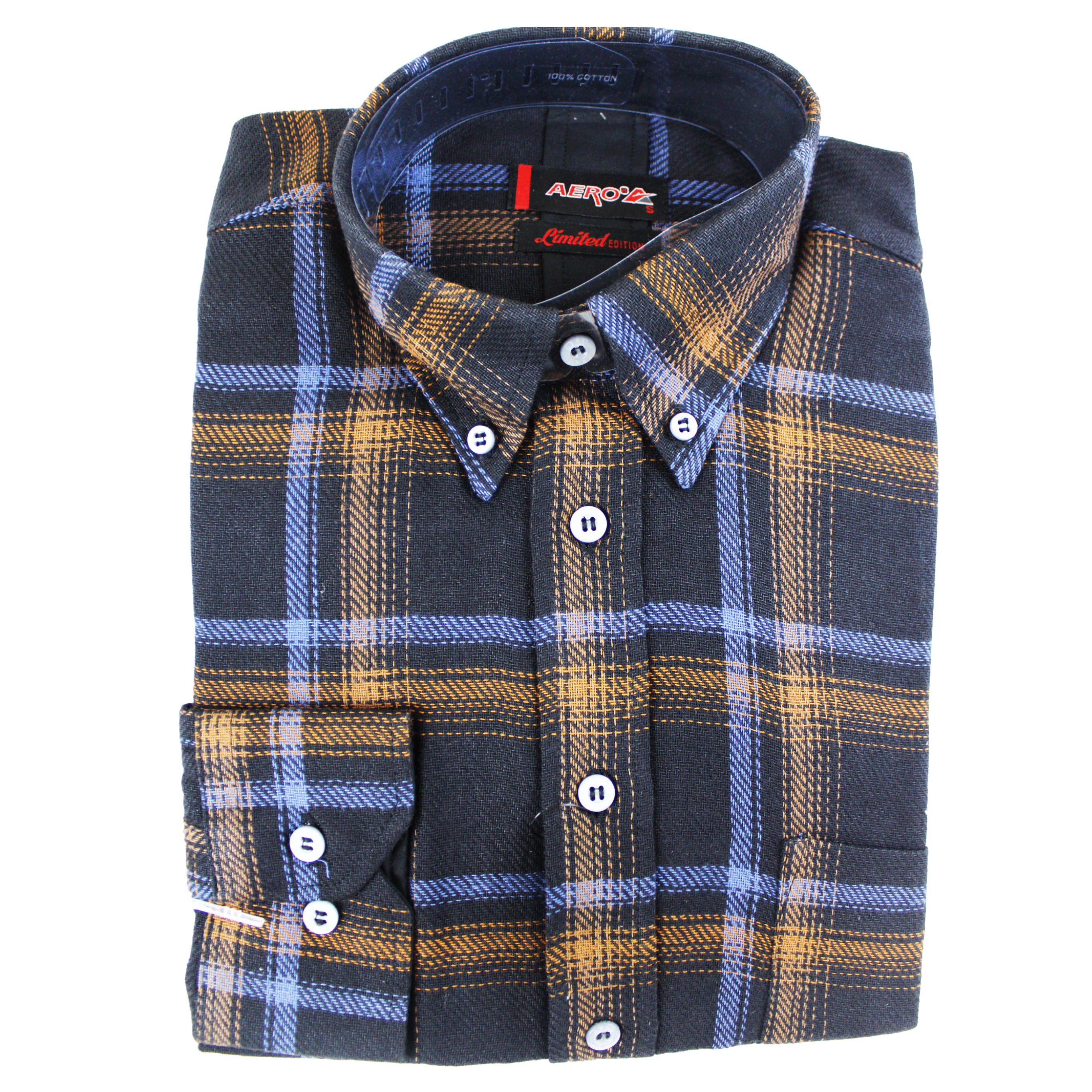 AERO Black L/S Check Shirt