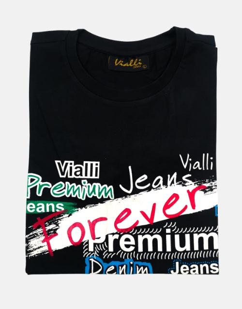 Vialli Logo Fashion Icon  LALLA Black T-Shirt