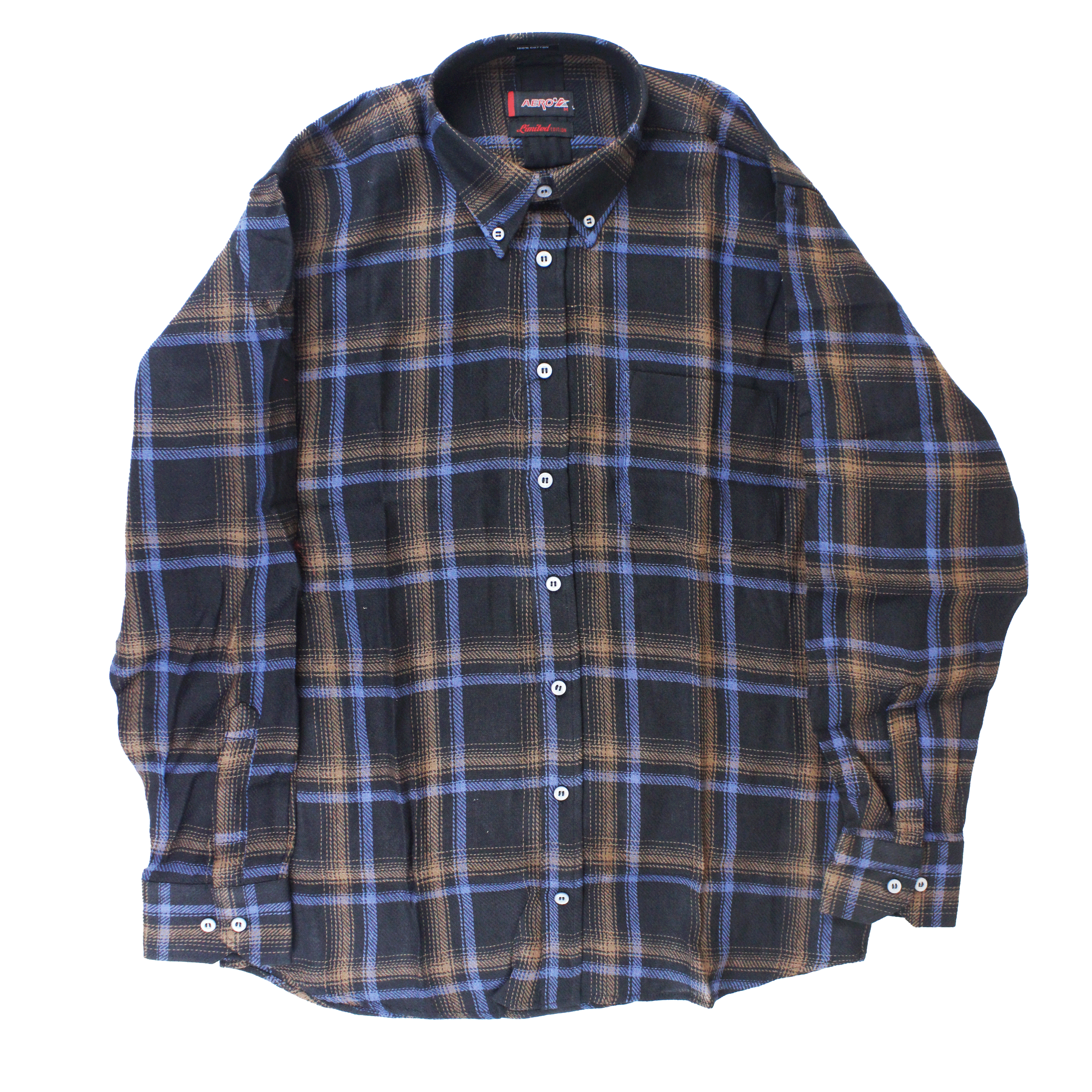 AERO Black L/S Check Shirt