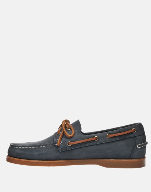 SEBAGO Navy & Tan Leather Boat Shoes for Men