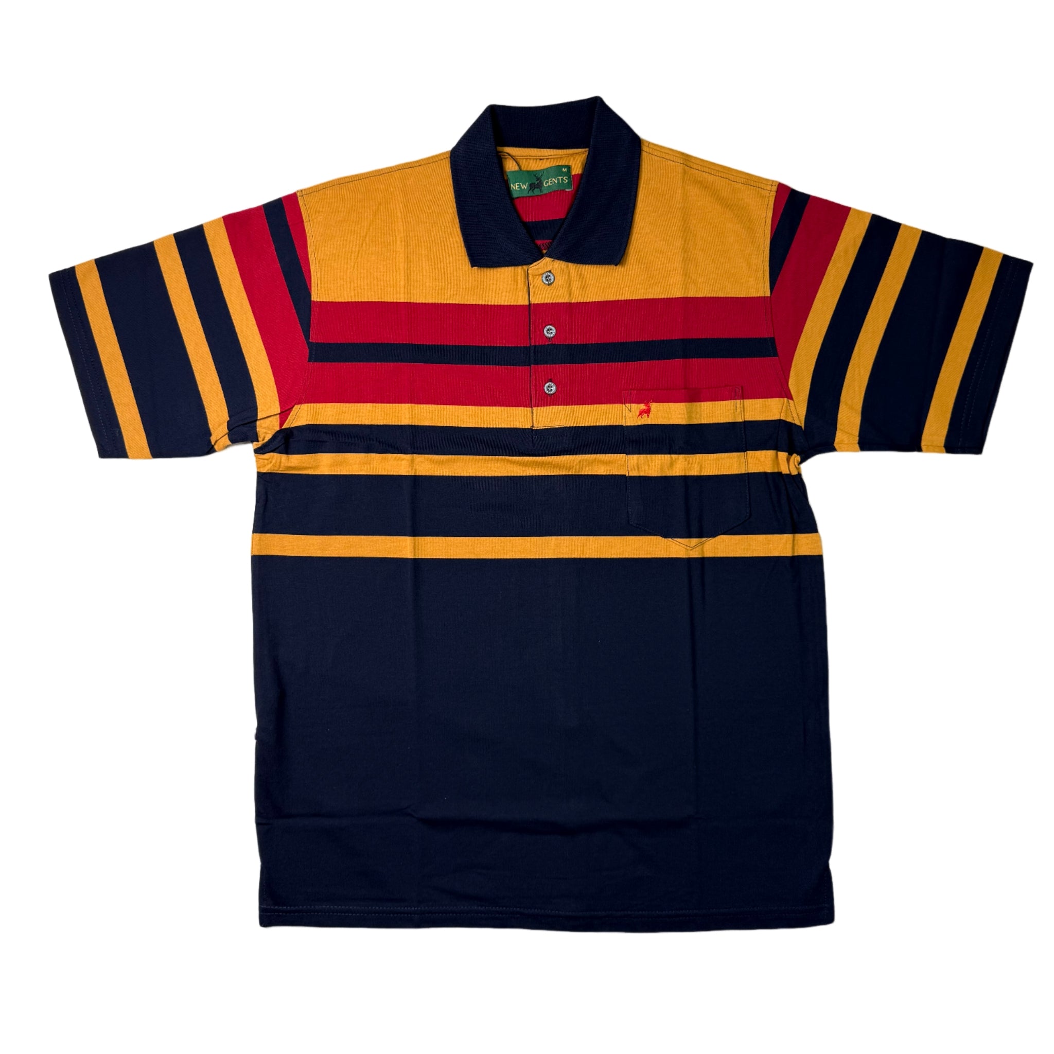 NEW GENTS Gold Multi Striped SS Golfer