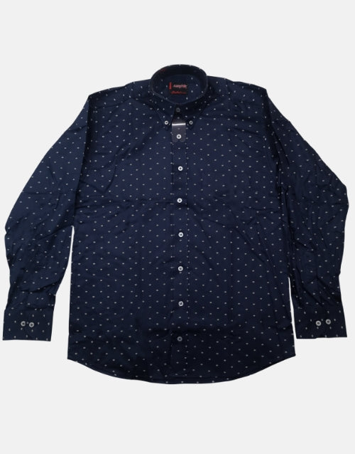 Aero LS Navy Polka Pattern Shirt