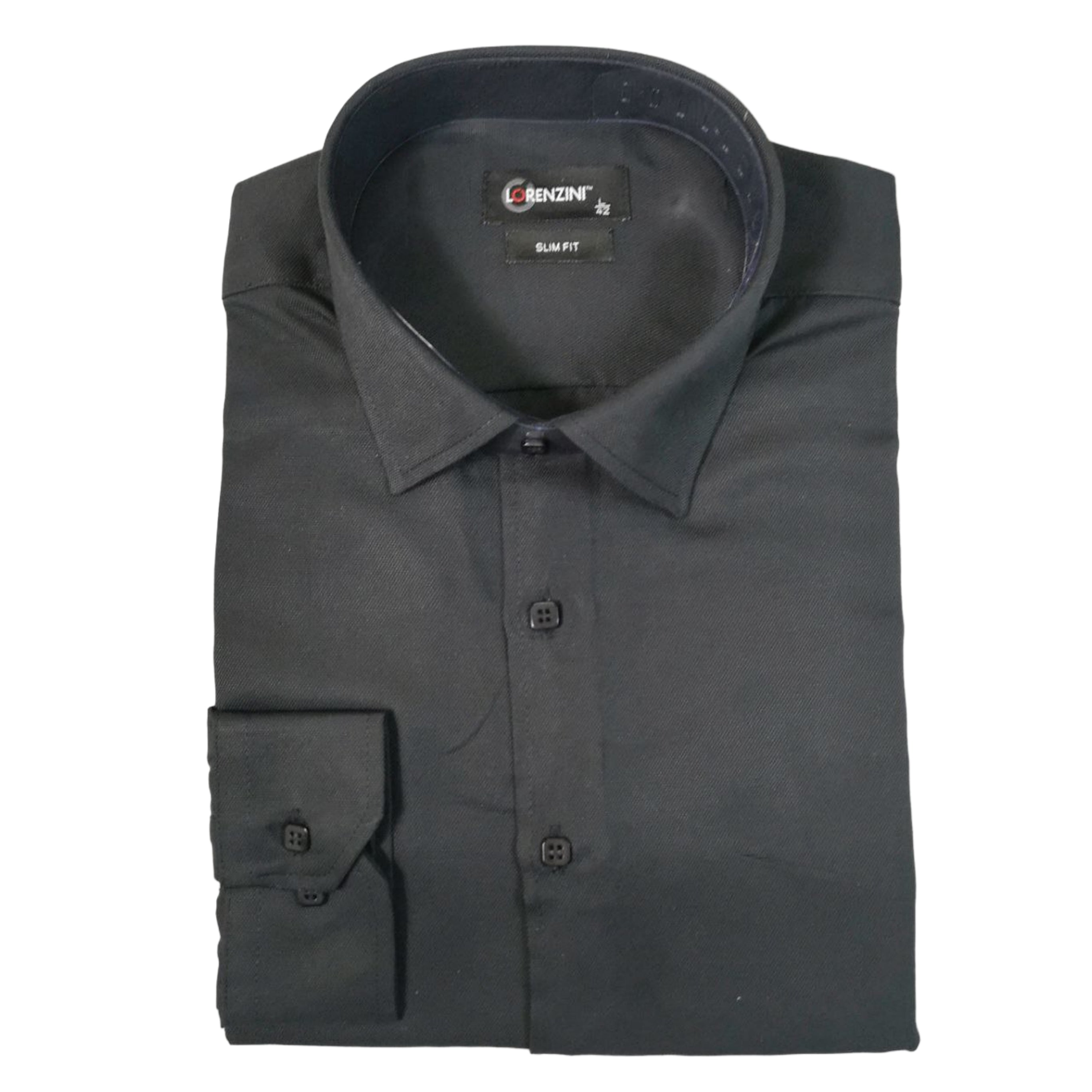 LORENZINI Fine Pattern Black Slim Fit Shirt