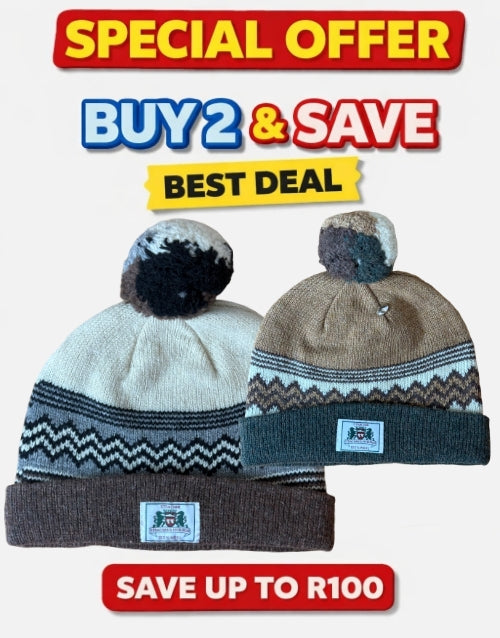 2 X STRACHAN & MYBURGH 100% Wool Beanie