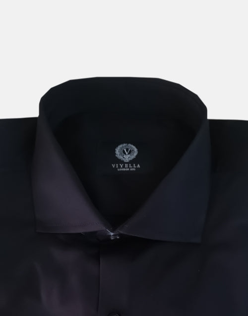 Viyella Mens Formal Plain Black LS Shirt