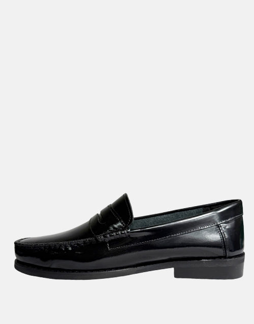 Dakotas Black Leather Penny Moccasin