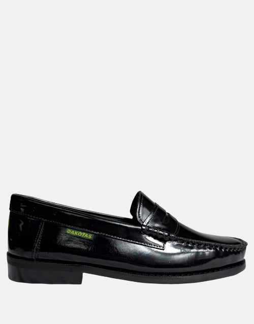 Dakotas Black Leather Penny Moccasin