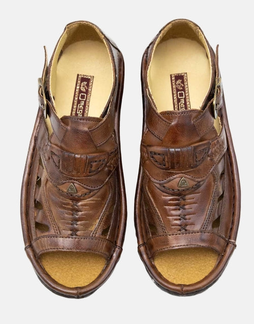 Omega Leather Earth Brown Sandal