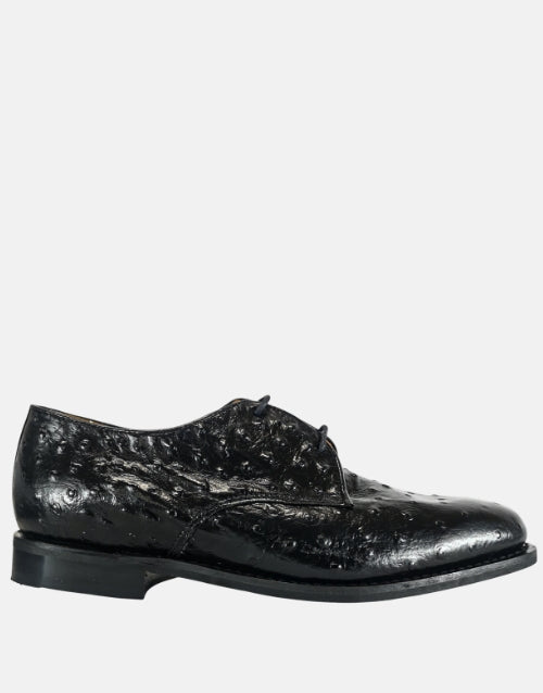 BISHOP Black Leather Ostrich Shoe