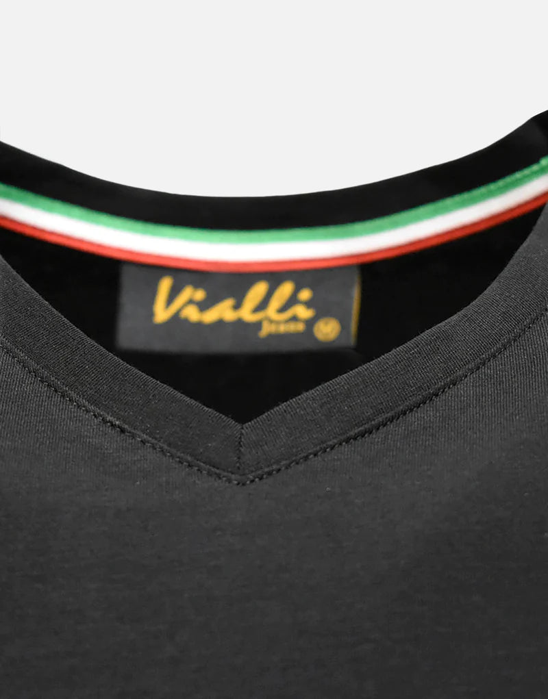 Vialli Bold V Neck Black T Shirt vialli-bold-v-neck-black-t-shirt