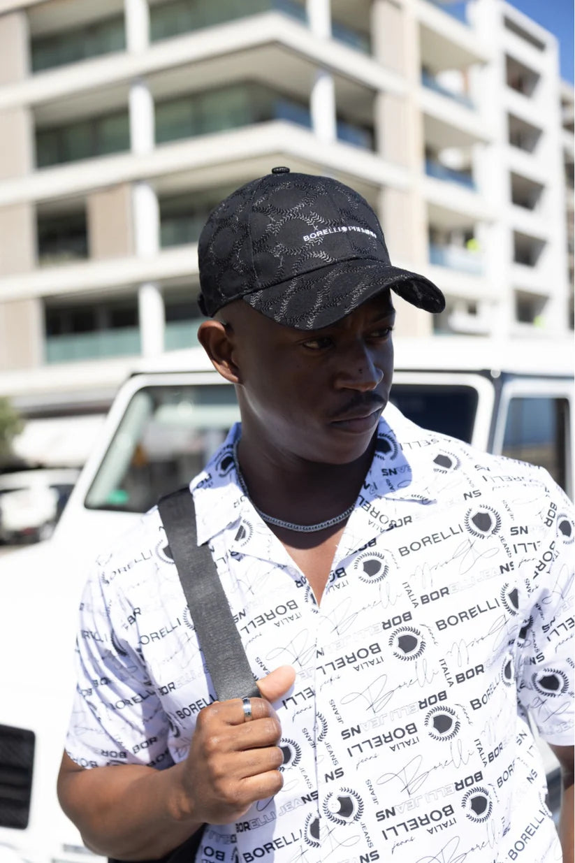 Borelli Black Etorre Embroidered Peak Cap