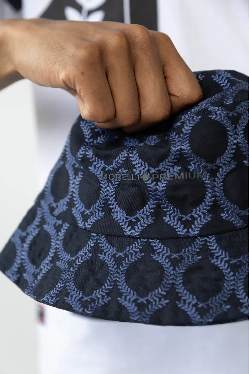 Borelli Navy Guiseppe Embroidered Bucket Hat