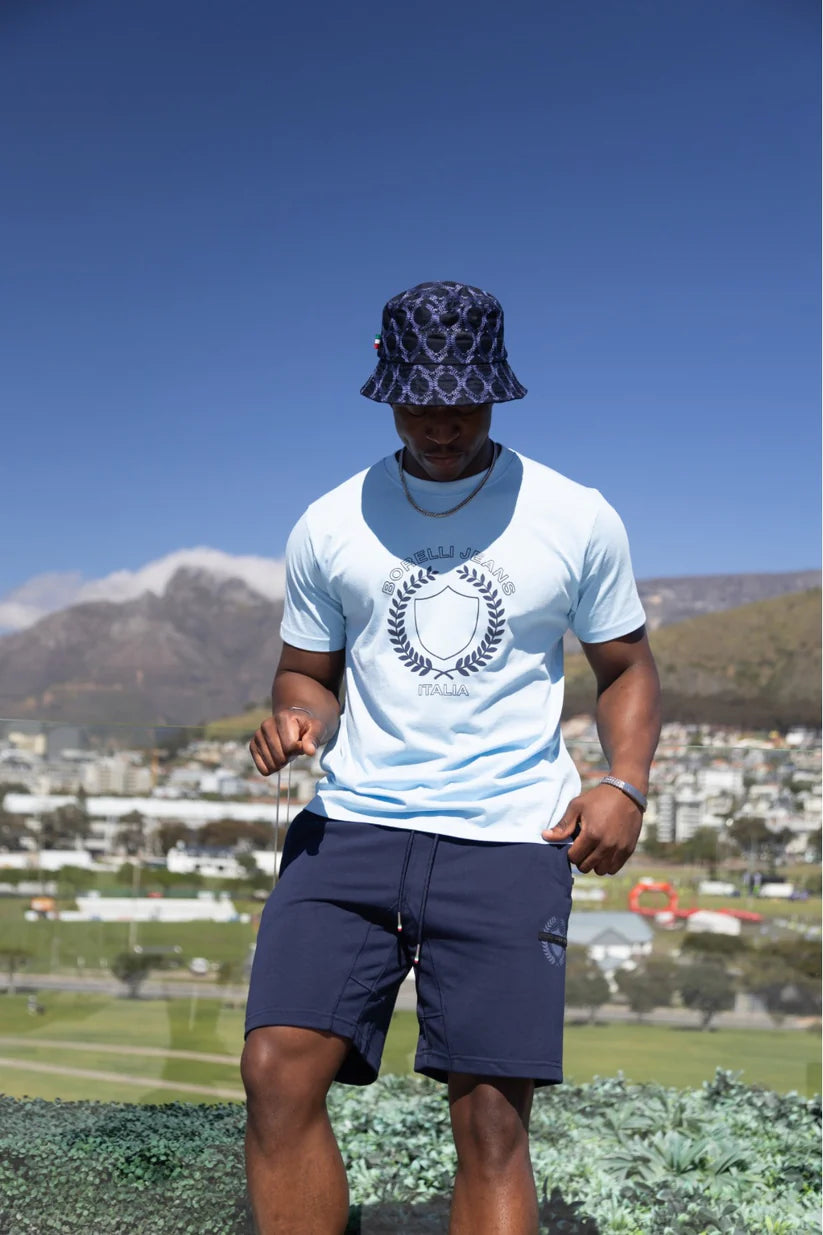 Borelli Navy Guiseppe Embroidered Bucket Hat