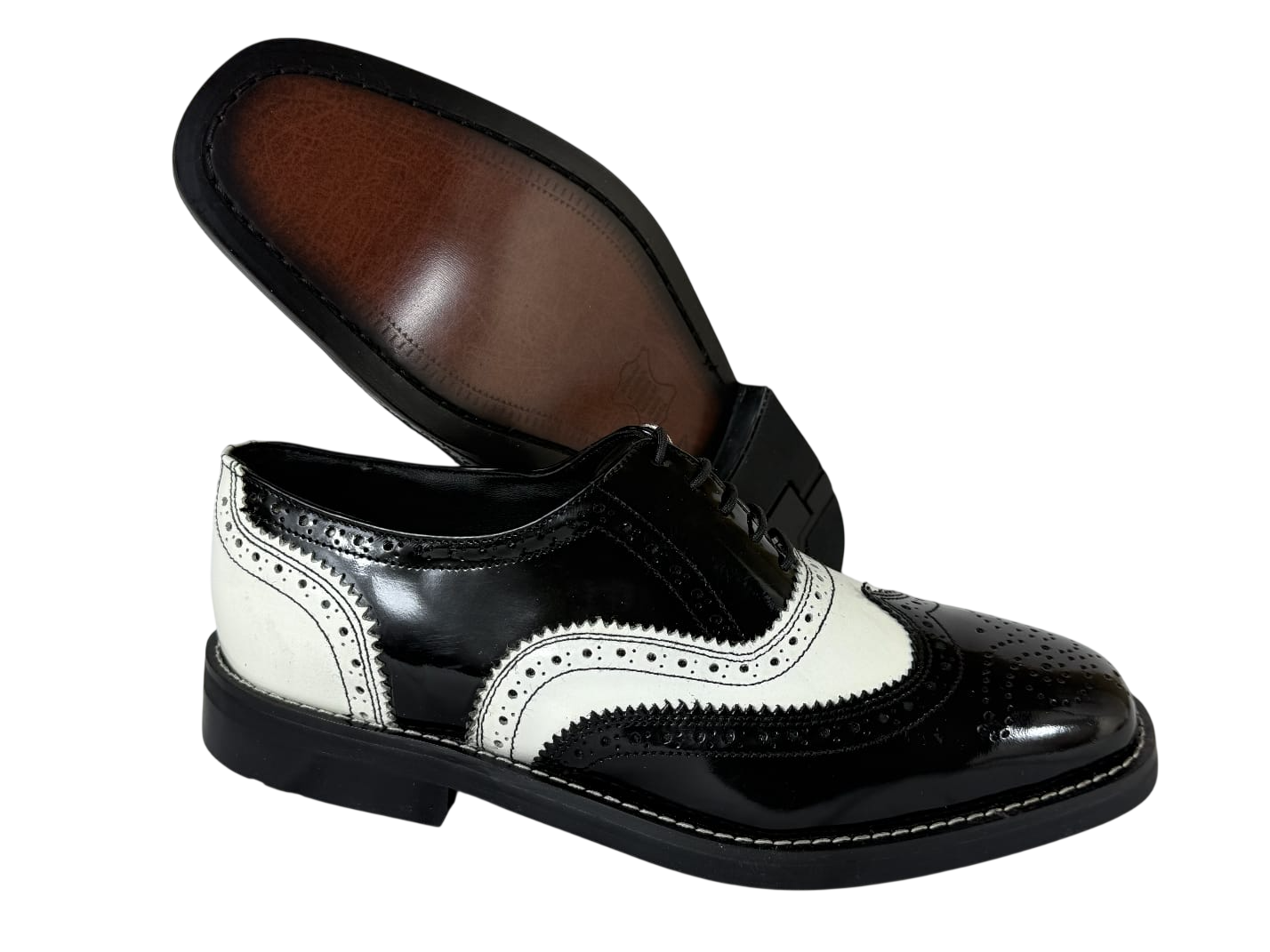 Freeman Black/White Leather Shoes