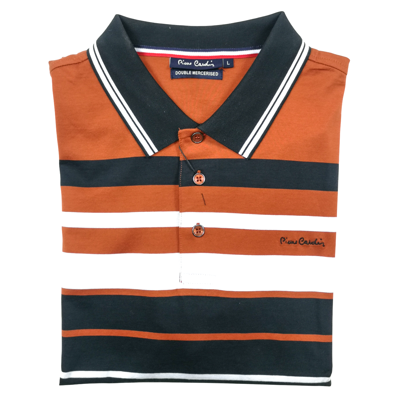Pierre Cardin Double Mercerized Stripe Brick Golfer