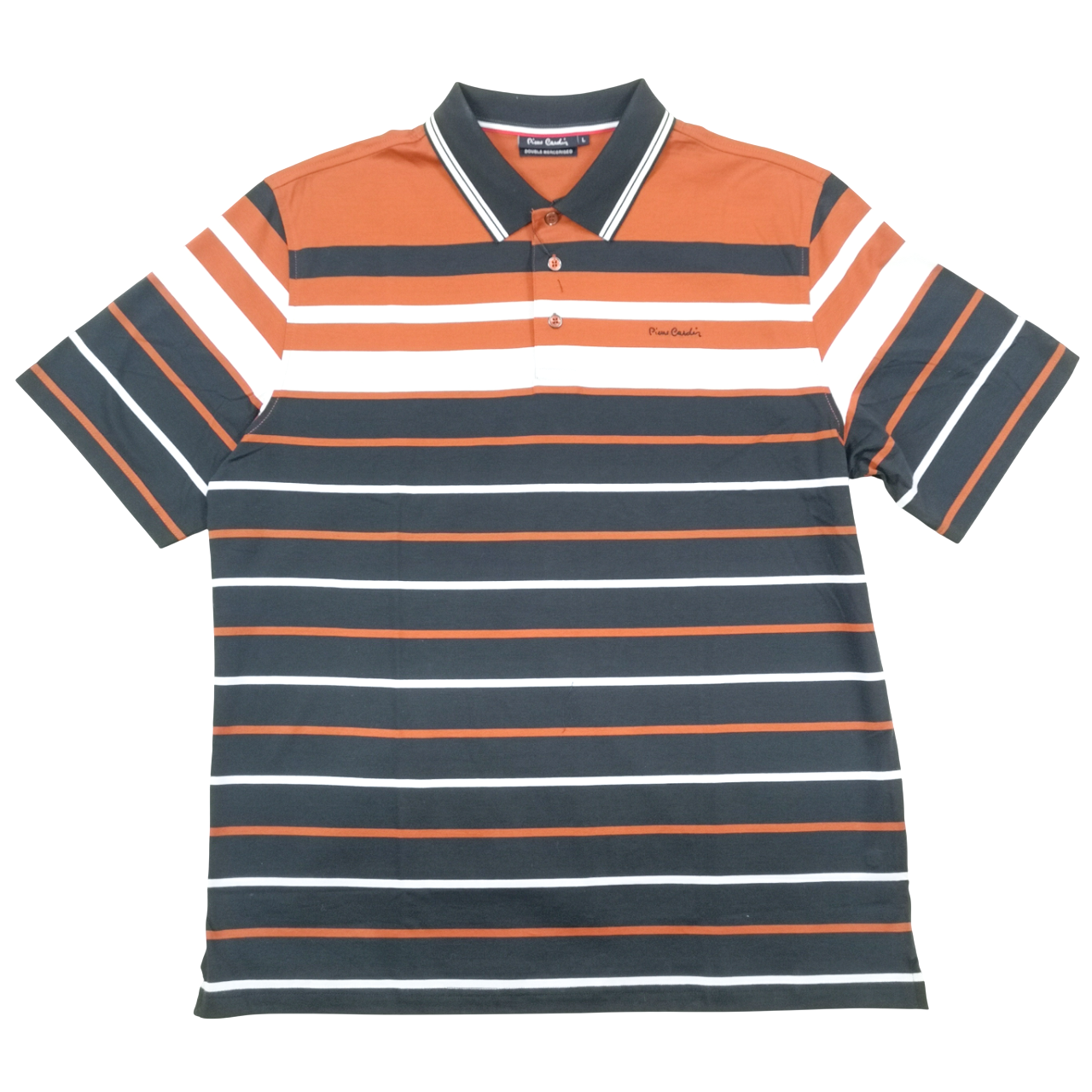 Pierre Cardin Double Mercerized Stripe Brick Golfer