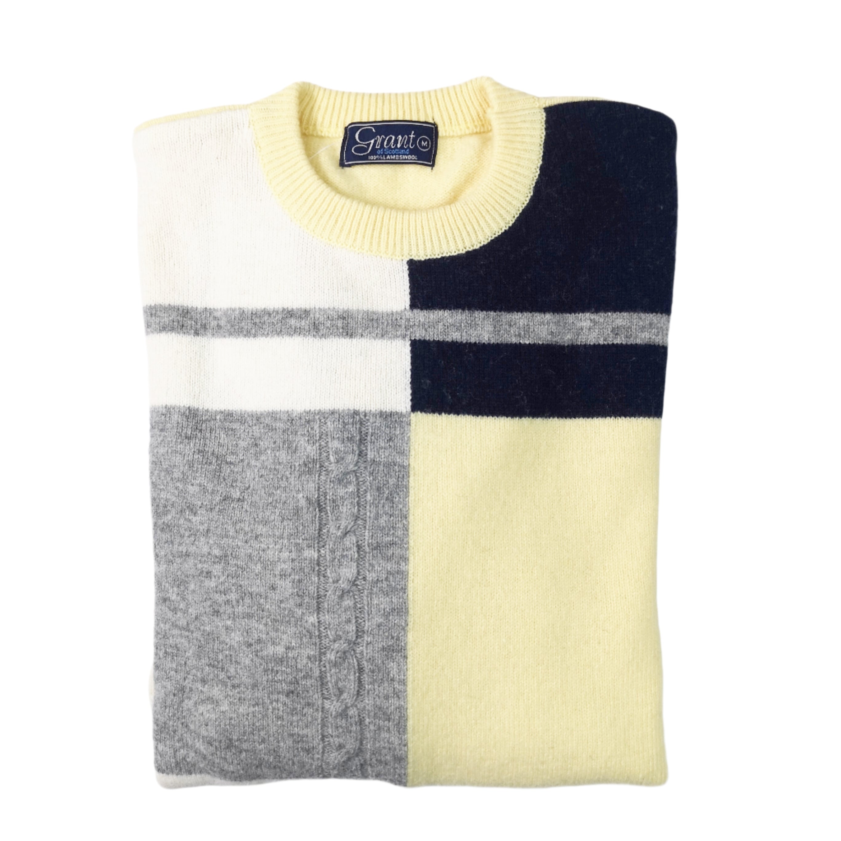 Grant of Scotland Color Block Soda Lambs Wool Knitwear
