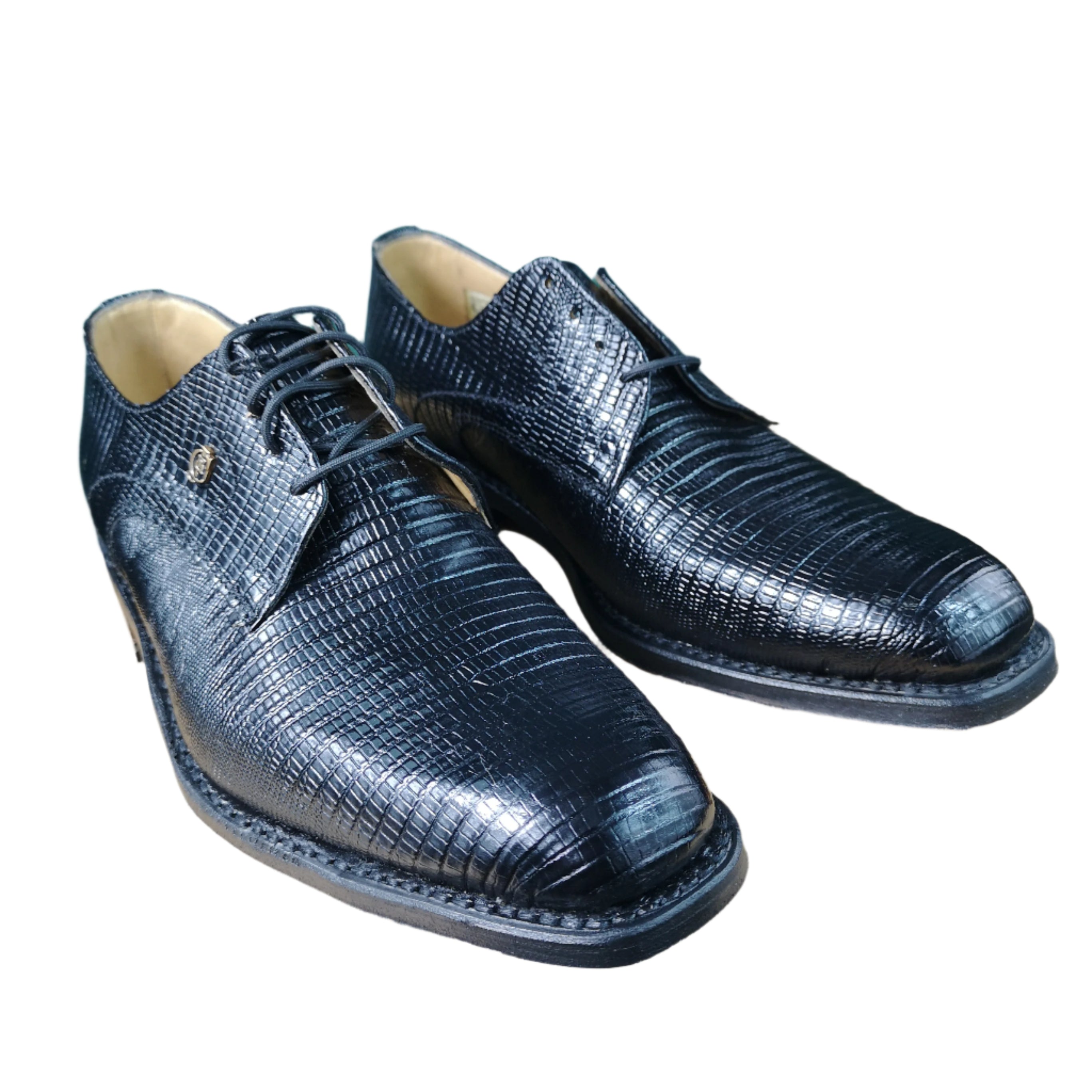Crockett & Jones Kingston Leather  Black Lizzard Shoe