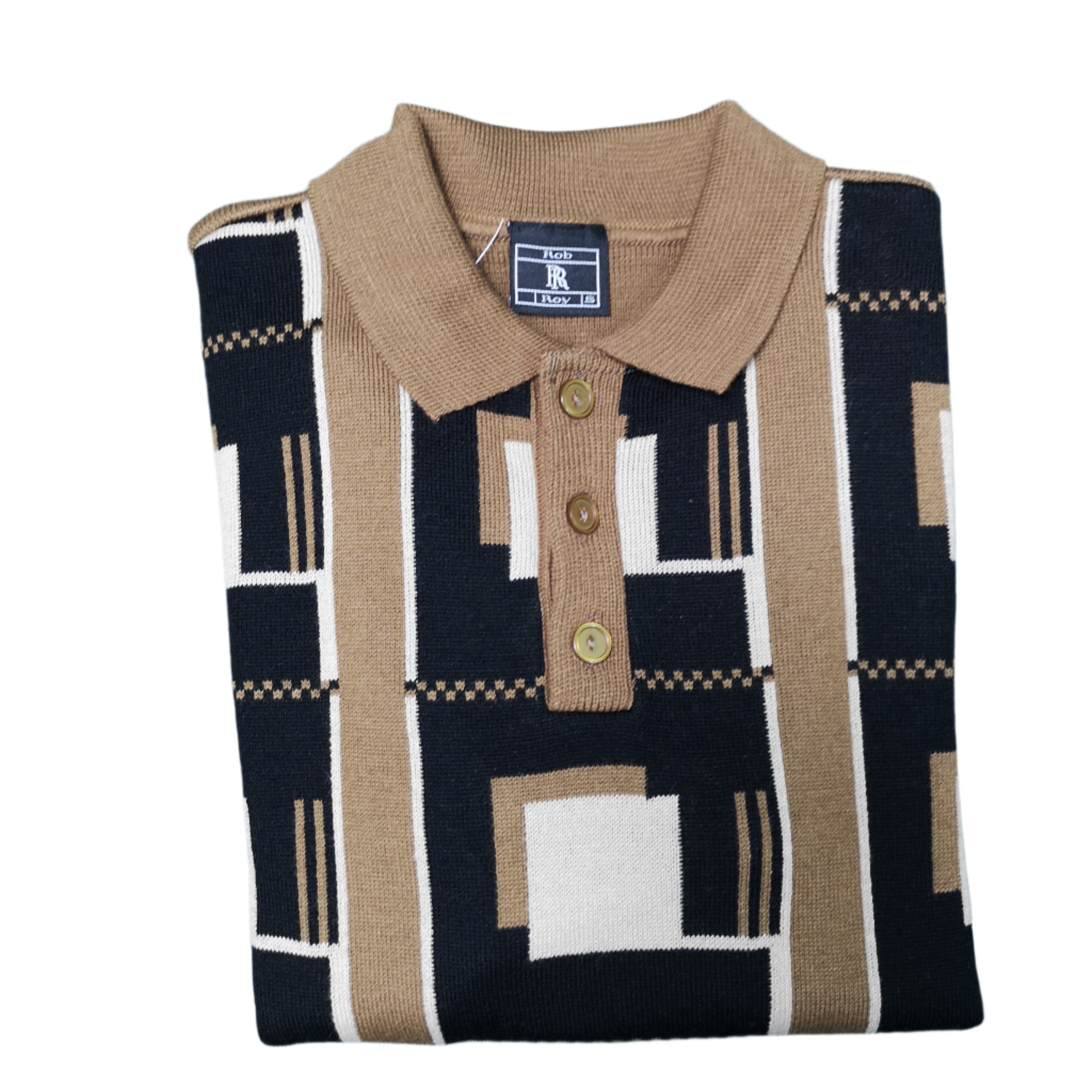 Rob Roy Tan Block Golfer Knitwear