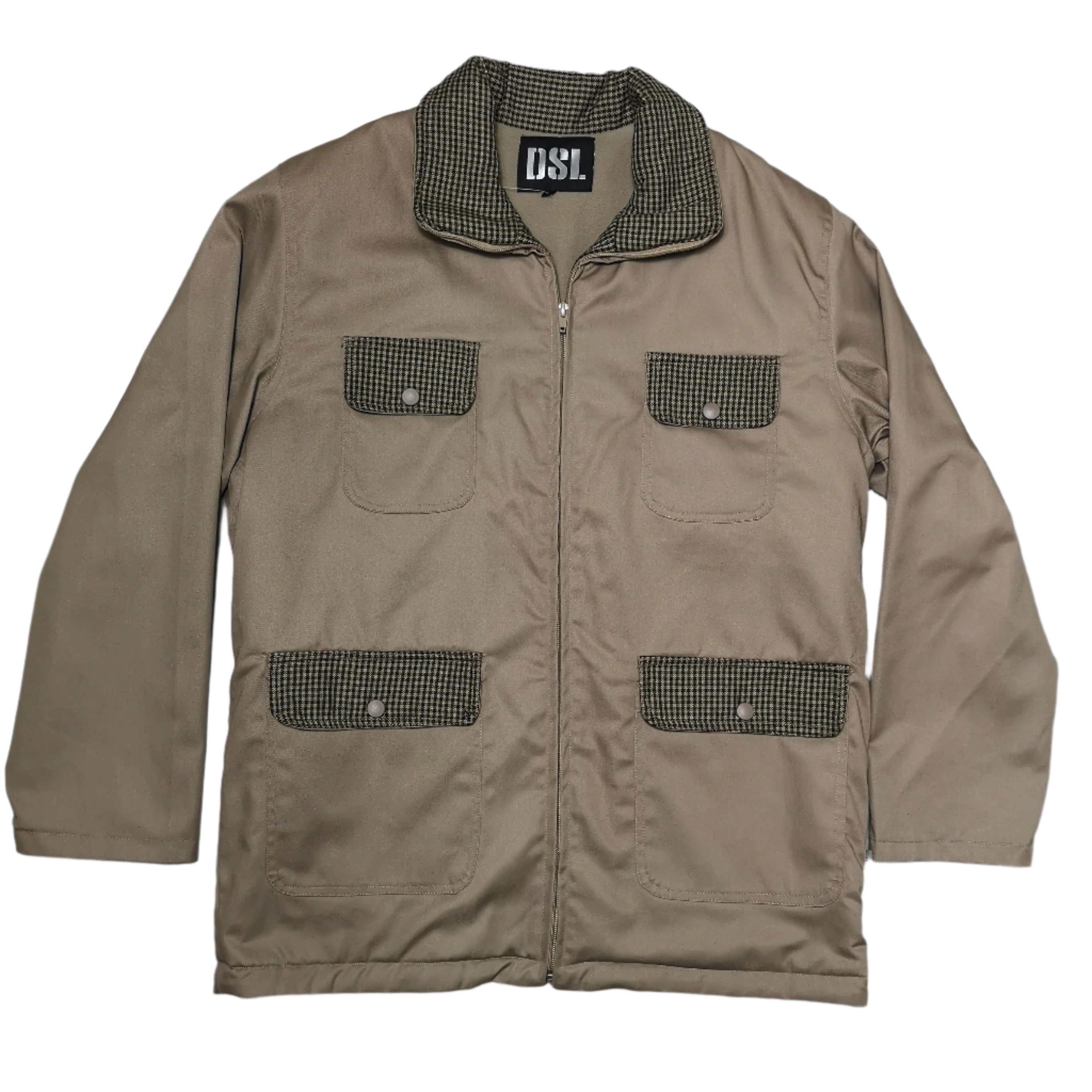 DSL Check Khaki Furline  Jacket
