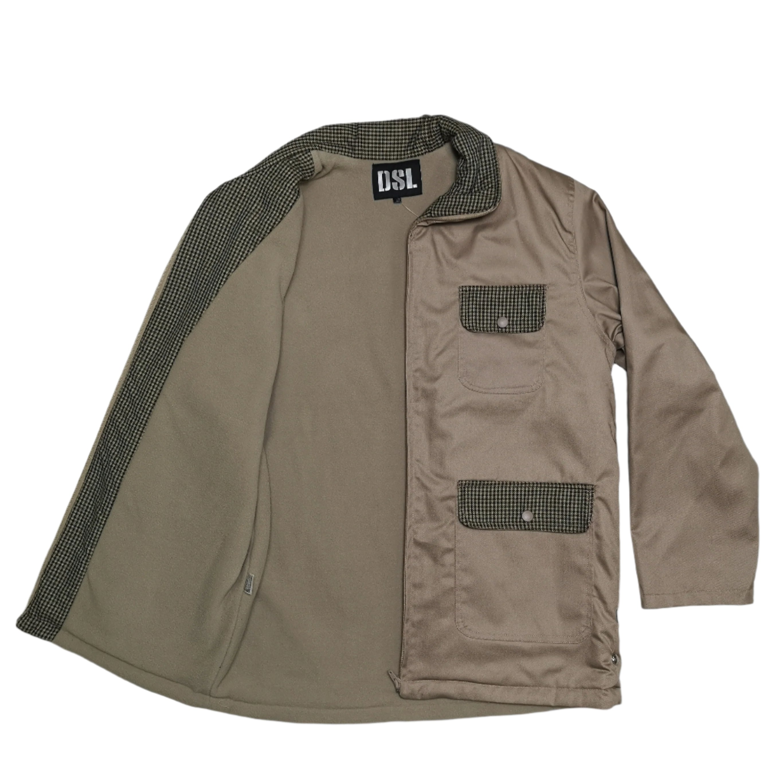 DSL Check Khaki Furline  Jacket