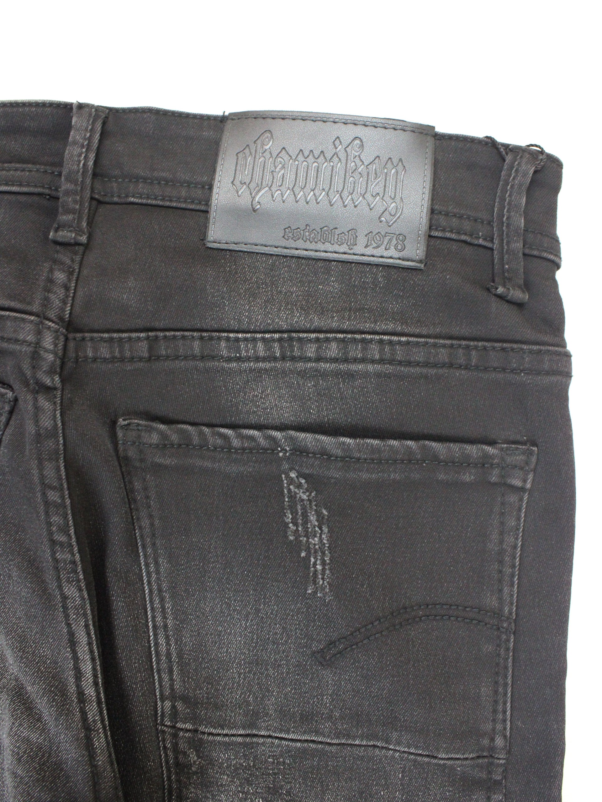 CHAMIKEY Black Coated Jeans