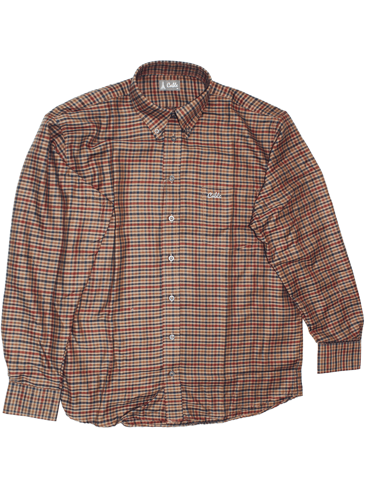 CABLE Brown Checkered L/S Shirt