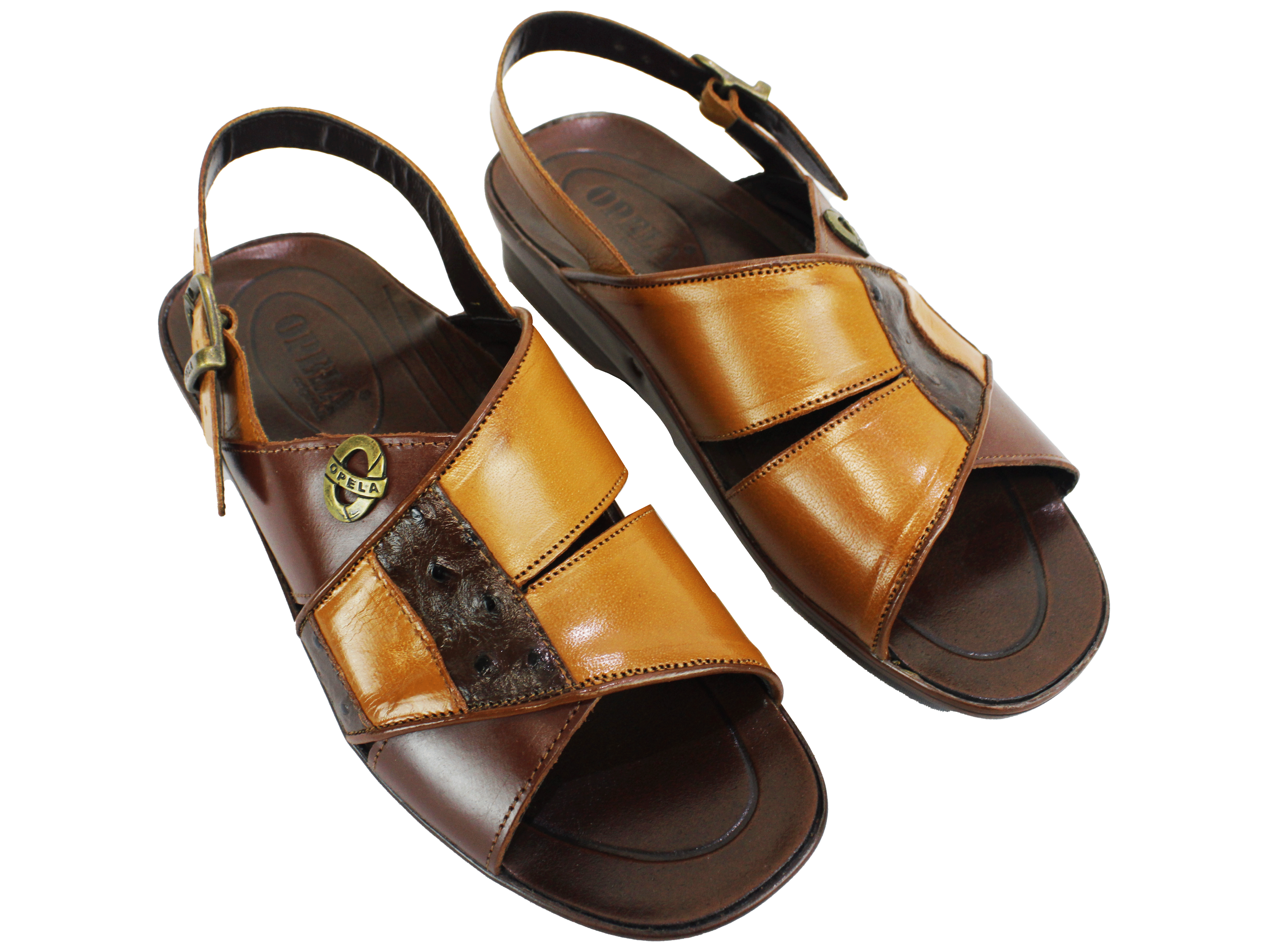 OPELA Leather Cognac Wheat Sandal