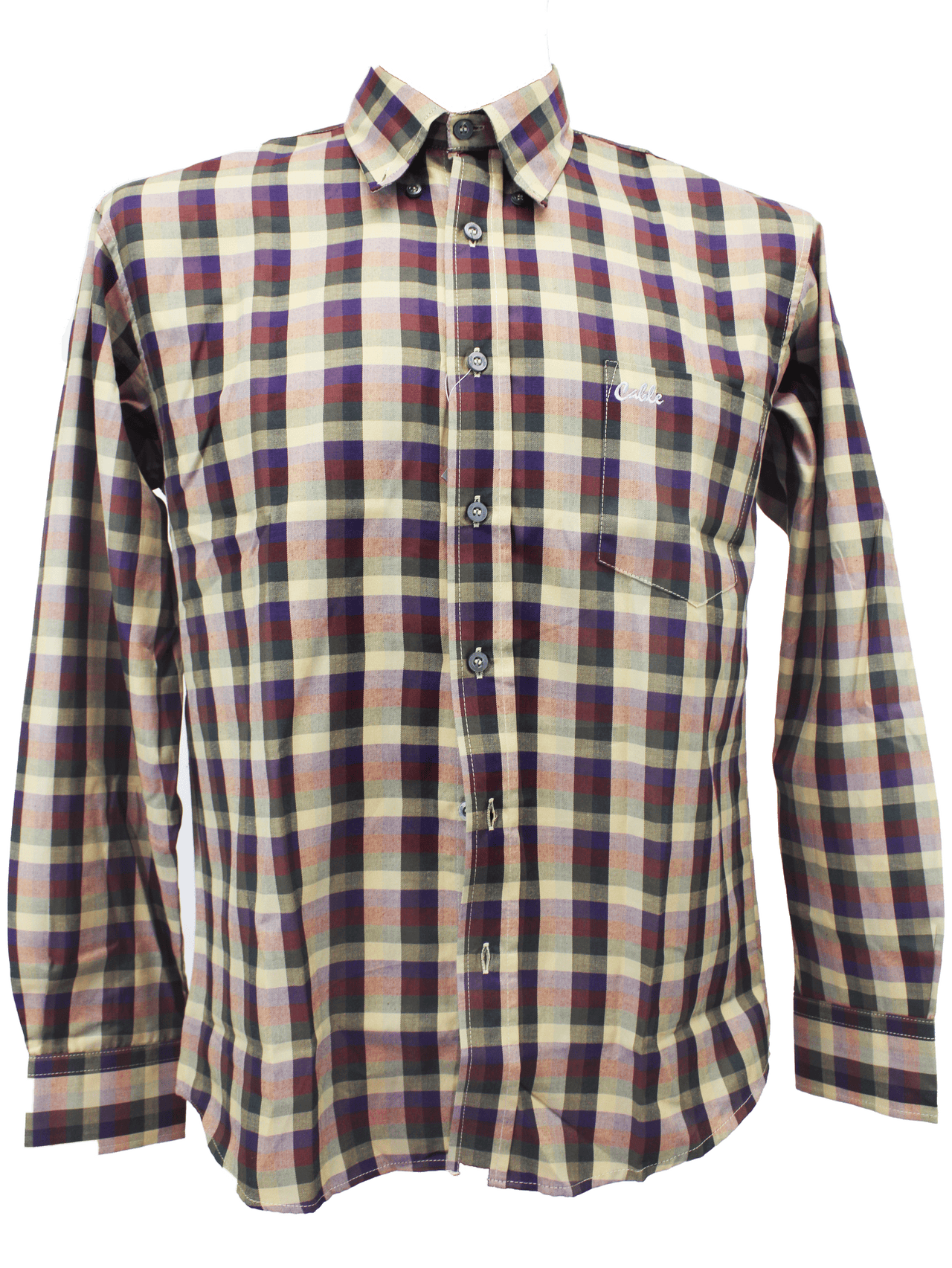 CABLE Beige Checkered L/S Shirt